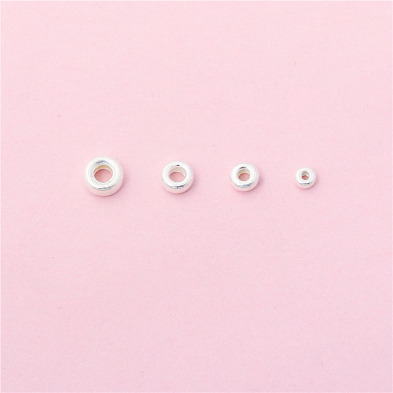 925 Sterling Silver Flat Round Beads 3mm Hole 1mm 100pcs