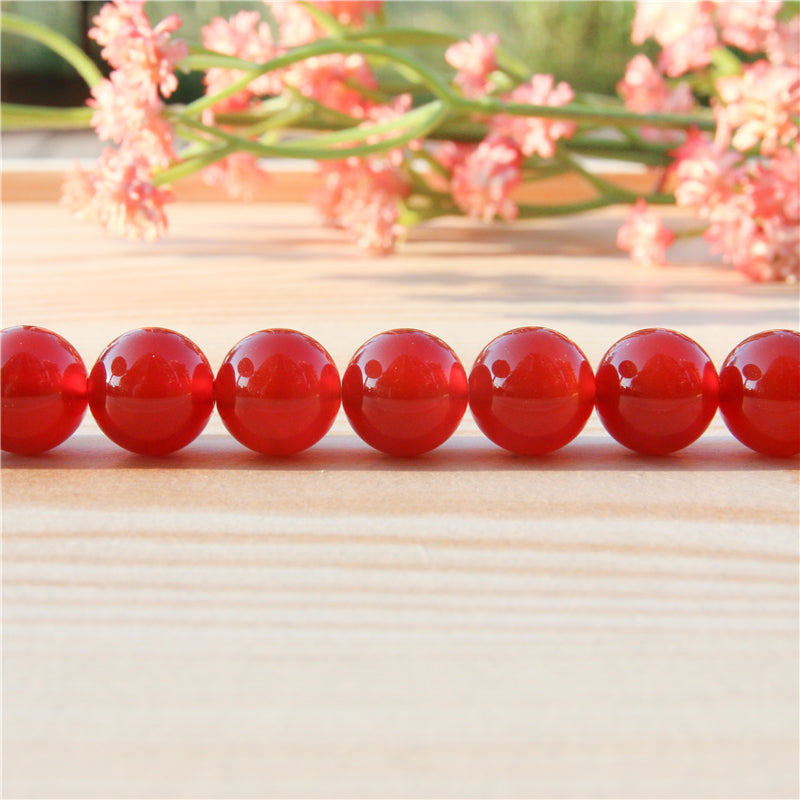 Perles d'agate rouge naturelle ronde sur fil 6mm trou 0.8mm environ 65pcs 39cm