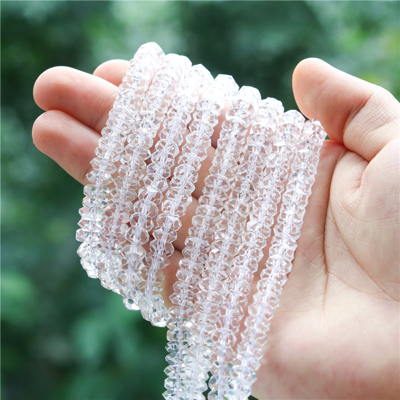 Natural Rock Quartz Beads Abacus Faceted 4x8mm Hole 1mm about 115pcs 39cm strand