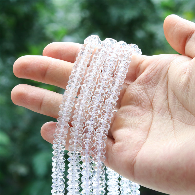 Natural Rock Quartz Beads Abacus Faceted 3x6mm Hole 1mm about 97pcs 39cm strand