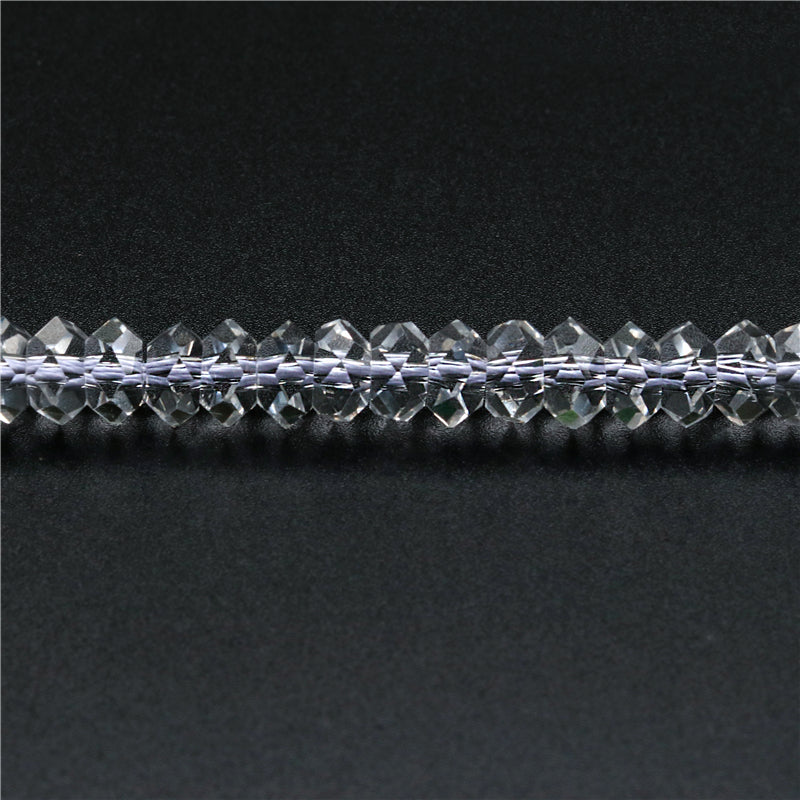 Natürliche Bergquarzperlen, Abakus, facettiert, 3 x 6 mm, Loch 1 mm, ca. 97 Stück, 39 cm Strang