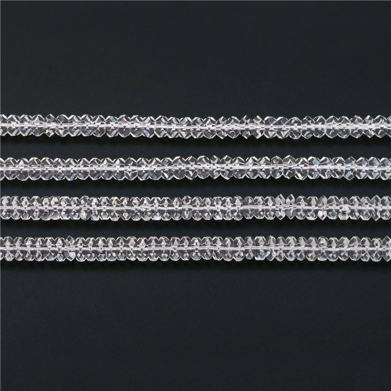 Natural Rock Quartz Beads Abacus Faceted 3x6mm Hole 1mm about 97pcs 39cm strand