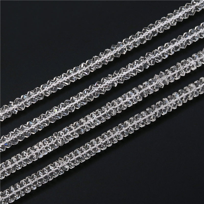 Natural Rock Quartz Beads Abacus Faceted 3x6mm Hole 1mm about 97pcs 39cm strand