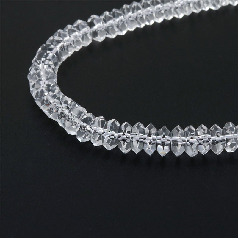 Natural Rock Quartz Beads Abacus Faceted 4x8mm Hole 1mm about 115pcs 39cm strand