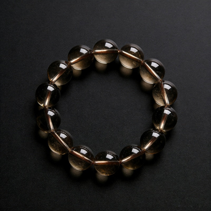 Smoky Quartz Stretch Bracelet  Round 6mm Women Men Gift × 1 Pc