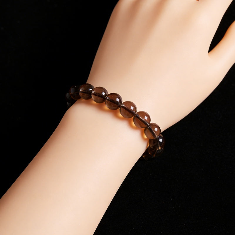 Smoky Quartz Stretch Bracelet  Round 6mm Women Men Gift × 1 Pc