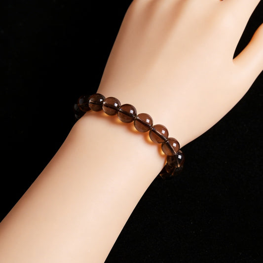 Smoky Quartz Stretch Bracelet  Round 6mm Women Men Gift × 1 Pc
